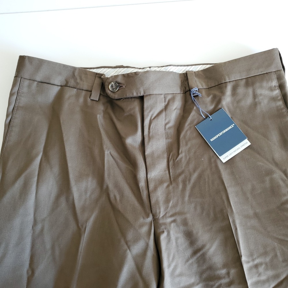 New RIVIERA by JACK VICTOR Mens 34 Brown Super 120s Wool Spencer Pant Pleat